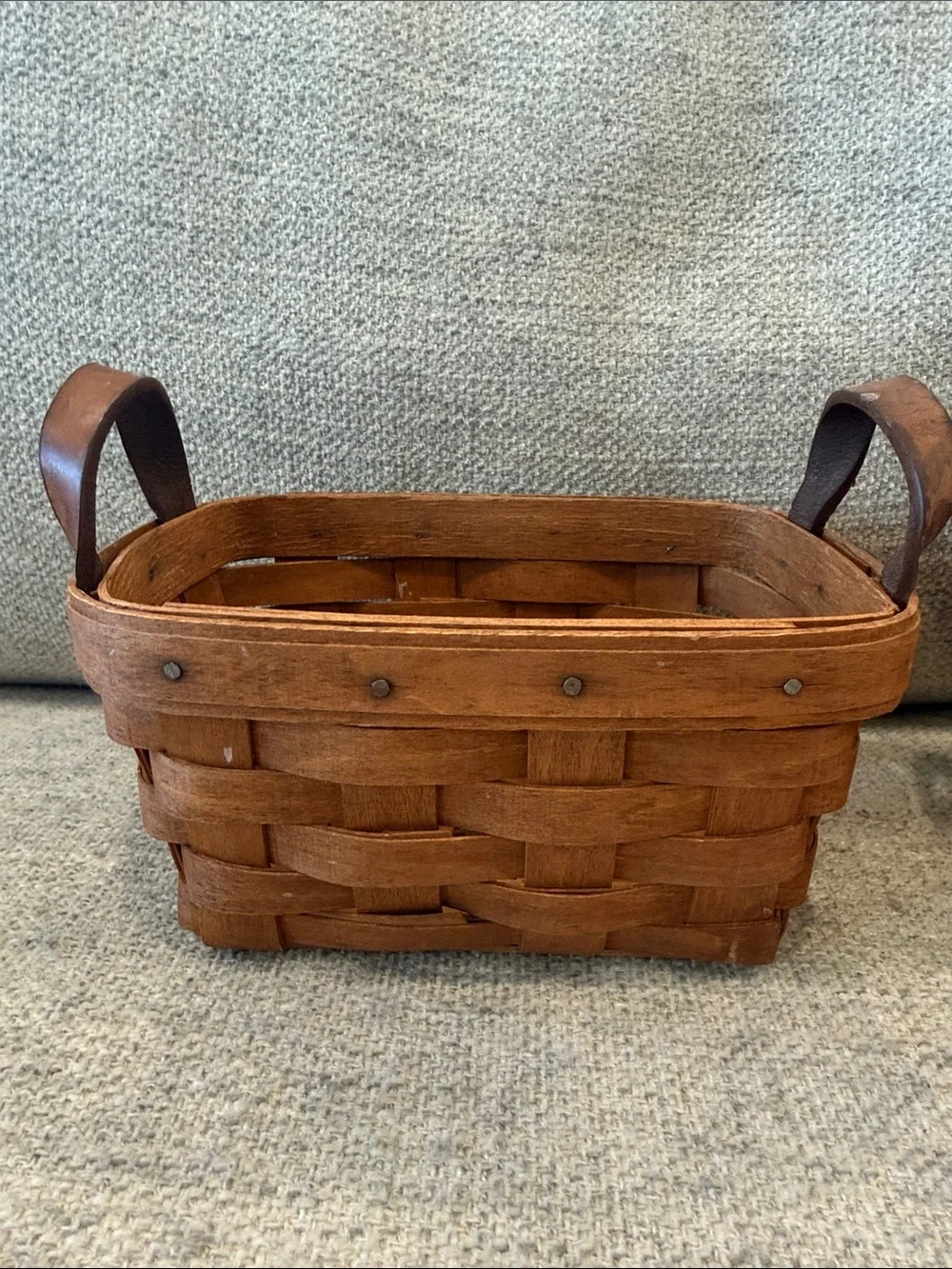 Longaberger Natural Brown Handwoven Wood Basket Pair